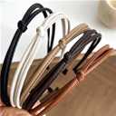 Black Brown White Leather Headbands Thin Cute Knotted HairBands Fashion Kont Hair Accessories for Women and Girls (5 Pcs)