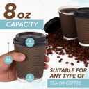 Promora 25 Pack 8 oz Brown Disposable Coffee Cups, Premium Insulated Paper Ripple Cups for Hot Coffee, Paper Coffee Cups