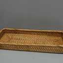 Rattan Toilet Tank Basket Woven Guest Towel Holder Decorative Wicker Tray 17" x 6" x 2" for Serving Bread or Shelves Bathroom Counter Organizers and Storage (17 x 6 x 2 inches, Honey Brown)