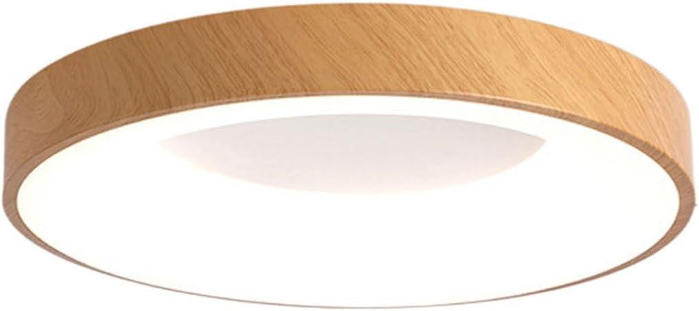 Round Close to Ceiling Lighting Modern LED Fixtures Minimalist Flush Mount Faux Wood Grain Ceiling Lights Beige Wood Grain Design Dimmable Ceiling Lamp for Bedroom, Hallway, Dining Room, 60CM
