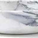 6.7" Decorative Bowl - Natural Marble Key Bowl & Centerpiece (White & Grey)