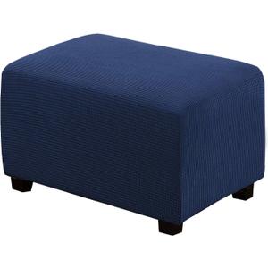 H.VERSAILTEX Ottoman Cover Slipcover Rectangle Fit Length 29"-34" Footrest Sofa Slipcovers Stool Cover Footstool Protector Covers Feature Stretch Thick Soft Jacquard Fabric Removable Washable - Navy