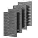 GEDELITE Metal Pegboard,4 Pack Metal Pegboard Panels with 8 Hooks,Black Pegboard Wall Organizer,16"x12" Steel Peg Boards for Walls,Tools,Garage,Office