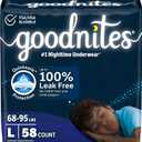 Goodnites Boys' Nighttime Bedwetting Underwear, Size Large (68-95 lbs), 58 Ct (2 Packs of 29)