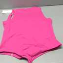 REORIA Butsmooth Womens Sexy Sleeveless Square Neck Double Lined Basic Bodysuit Tank Tops (Large, Neon Rose Red)