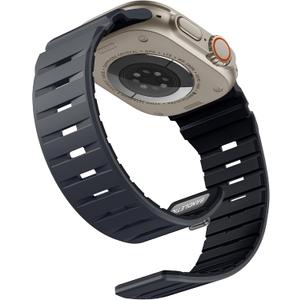 Bandletic Magnetic Watchband Compatible with Apple Watch Bands, Soft Silicone Replacement Strapsc for iWatch 49mm(Ultra 3/2/1),46mm(11/10),45mm(9/8/7),44mm(SE3/SE2/SE/6/5/4),42mm(3/2/1),Charcoal-Black