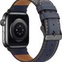 Tasikar Bands Compatible with Apple Watch Band 42mm (Series11/10) 41mm 40mm 38mm Men Genuine Leather Replacement Bands Compatible with Apple Watch SE Series 11 10 9 8 7 6 5 4 3, Deep Blue