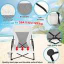 Menkxi 4 Pack Low Beach Chairs for Adults, Portable Folding Sand Chairs with Cup Holder and Carry Bag, Lightweight High Back Camping Chair for Beach Trips, Concerts, BBQ, Lawn, Outdoor (Light Grey)