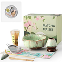 VENSEEN Matcha Whisk Set, 8 Pcs Matcha Kit with Bowl and Whisk Holder, Ceramic Japanese Complete Macha Starter Kit for Beginners, Gift for Macha Lovers (Green)