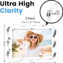 Acrylic Picture Frames 3 Pack, 46 In Magnetic Picture Photo Frames, Clear Frameless Photo Display Freestanding,Double Sided Picture Frame Gift for Desk Desktop Home Office Decor,UV Protection