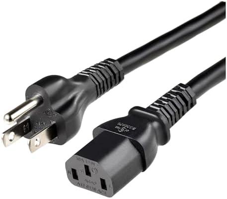 Amazon Basics PC Power Cord, 6 feet, AC Power Cord for Monitor, Computer, TV, 3 Prong, 18 AWG, 125 Volts, Black