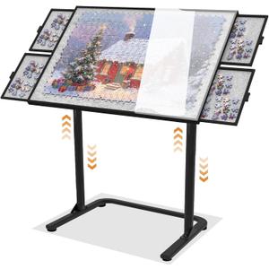 Puzzle Table 1500pcs,Adjustable Height and 90up Angles Puzzle Board for Saving Storage Space,Aluminum Jigsaw Puzzle Tables for Adults with Drawers
