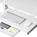 ETHU Keyboard Tray Under Desk, 19.7" X 12.2" Small Size C Clamp Keyboard Drawer Under Desk, Computer Keyboard Stand Slide Pull Out, Ergonomic Keyboard Tray for Home, Office(White), 26.77" X 11.81"