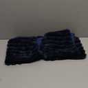 All Smiles Couch Decorative Throw Pillow Covers 18x18 Set of 2 Faux Fur Plush Soft Fluffy Velvet Cushion Case Cozy Fuzzy Striped Pillowcase Home Decor for Bed Sofa Living Room, Navy Blue