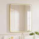 LED Bathroom Mirror with Lights, 30x36 Inch Gold Metal Framed LED Mirror for Bathroom, 3 Colors and Stepless Dimmable Wall Mounted Lighted Bathroom Vanity Mirror, Anti-Fog, Memory