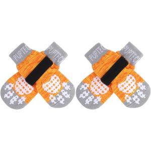 PUPTECK Anti-Slip Dog Socks with Double Sides Grips for Small Medium Large Dogs Hardwood Floors Prevents Licking, Dog Shoes for Hot Pavement Traction Control Paw Protector for Senior Dogs (X-Large (4 Count))