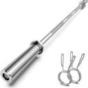 Olympic Barbell Bar 55", 2In-Weight Lifting Bar Standard Straight Barbell Bars for Bench Press/Hip Thrusts/Biceps/Lunges/Squat/Strength-Training Home Gym Weight Bar, 2 Collars(500lb Capacity) (Silver)