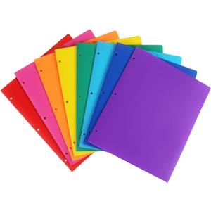Tamaki 8 Pack Colored Plastic Folders Durable Heavy Duty File Folders with 2 Pockets Poly 3 Hole Punched 2 Pocket Folders for School for School Office