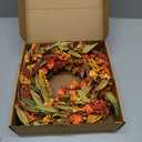 VioletEverGarden Fall Wreath for Front Door 20 Inch Autumn Wreaths Artificial Thanksgiving Wreath with Orange Yellow Sorghum Ear and Wildflower for Indoor Outdoor Harvest Festival Holiday Decorations