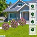 Faux Outdoor Plants - 18" Wide Set of 2 Artificial Boxwood Plants Outdoor, UV Resistant Artificial Topairy Ball Trees with Spike for Outdoor Decor (Purple Mum)