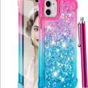 NGB Designed for iPhone 13 Case, Pink/Aqua | Glitter Liquid Sparkle Cute Cover for Women Girls Kids | with Tempered Glass Screen Protector & Ring Holder & Wrist Strap