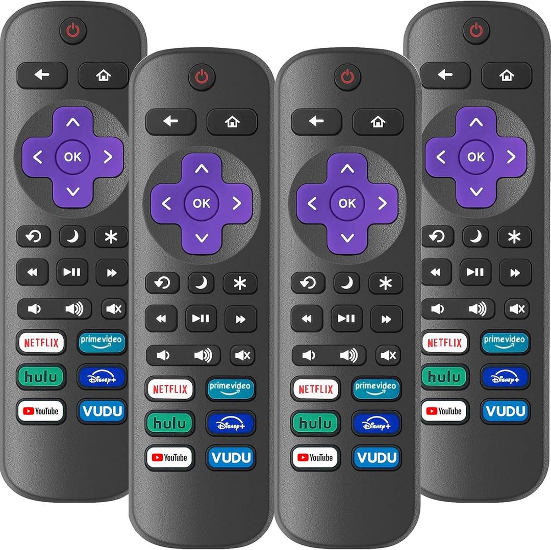 4 Pack Replacement Remote Control Only for Roku TV, Compatible with All TCL Roku/Hisense Roku/Onn Roku/Sharp/Philips Roku (Not for Roku Stick, Box or Speaker)