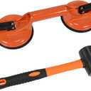 Floor Gap Fixer Tool for Laminate Floor Gap Repair Plank Grabber Includes Heavy Duty Aluminum Suction Cup and Fiberglass Handle Rubber Mallet (Can't Use on Scraped Surface Floor) (Orange)