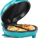Holstein Housewares - Non-Stick Omelet & Frittata Maker, Stainless Steel - Makes 2 Individual Portions Quick & Easy (2 Section, Teal)