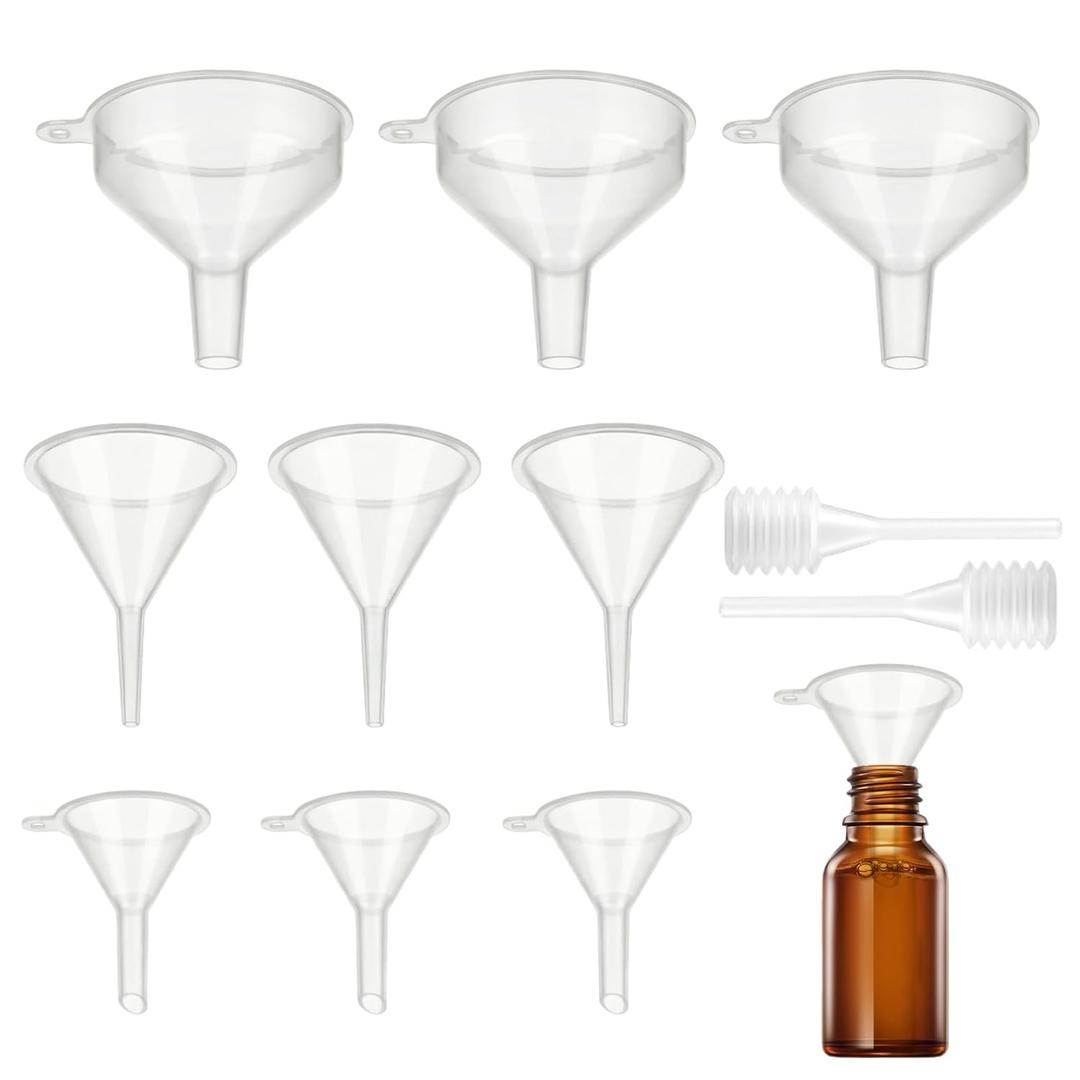 9 Pack Small Funnel Kit 3 Sizes with Droppers for Kitchen Bottles, Essential Oils, Capsules & Pet Souvenirs