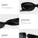 Retro Small Oval Sunglasses for Women Men 90s Trendy Sun Glasses Vintage Shades AP3651N (C1 Black/Grey)
