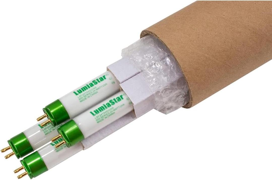 Fluorescent Grow Light Bulbs, 4 Pack, 18" Long, 1500 Lumens, 18W T5 6500K Sunlight Spectrum, for Seeding and Vegetables