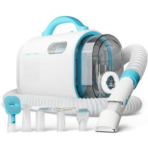 Uproot Clean Pet Groomer Vacuum Kit 7 in 1 - Cat & Dog Grooming Kit with Brush, Detangle, Deshed, Trim, Clean, & Dry Attachments - Complete Cat & Dog Grooming Vacuum for Shedding Pets