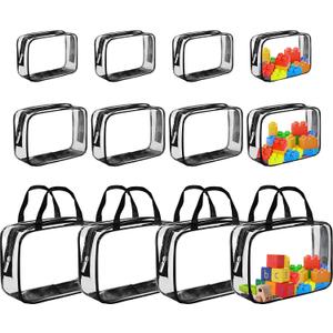 12 Packs Clear Pvc Clear Hard Shell Zipper Case Toy Organizer Bags Toiletry Bags for Home Daily Storage, Toy Storage and Makeup Storage Bag