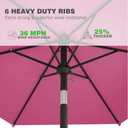 7.5FT Patio Umbrella Table Market Umbrella w/Tilt and Crank Heavy-Duty Round Outdoor Umbrellas for Garden, Deck, Backyard, Pool and Beach, Rose Pink