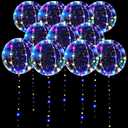 LED Balloons 10 Pack, Light Up Balloons 20 Inches Clear Helium Bobo Balloon, Glow Bubble Balloons with String Lights for Valentines Day Halloween Christmas Wedding Birthday Party Decoration