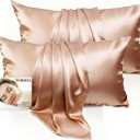 100% Mulberry Silk Pillow Cases 2 Pack for Hair & Skin, 6A Grade Hypoallergenic Pillowcases with Hidden Zipper, Anti-Aging Anti-Frizz, Machine Washable, Queen Sizes, Luxury Gift(Beige,Queen)