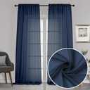 Chyhomenyc Extra Long Sheer Window Curtain Panels 120 Inch 2 PCS, Rod Pocket Durable Soft Touching Backdrop Drapes Window Treatment for Living Room/Farmhouse/Hotel, 42W x 120L inches, Navy Blue, 10 FT
