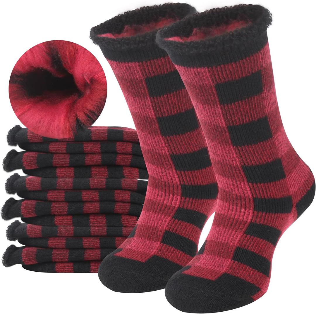 Sunew 4 Pairs Thermal Socks Skiing Snowboarding Hiking Mens Womens 7X Warmer Winter Crew Boot Socks