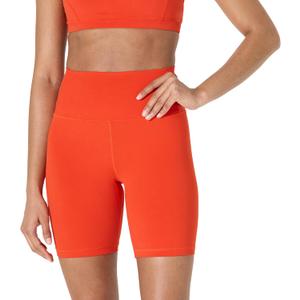 Amazon Essentials Women's Active FormFlex Buttery Soft High Waist Yoga Biker Shorts (Bright Red)