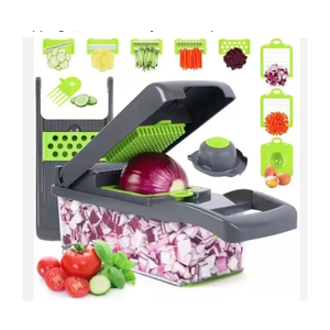 14-in-1 Vegetable Chopper Pro - Stainless Steel, BPA-Free | Mandoline Slicer & Dicer Set with Drain Basket, Compact 13" Storage, Safe for Kids