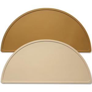 Silicone Placemats for Babies, Toddlers & Kids, BPA-Free Non-Slip Baby Table Mat Food Mats, 2 Pack (Camel/Sand)