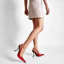 Stiletto High Heel Slingbacks for Women Patent Leather Closed Pointed Toe Pumps Slip on Elastic Strap Heeled Sandals Sexy Fashion Party Dressy Shoes, 10
