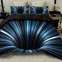 NTBED 3D Abstract Geometric Comforter Set Line Printed polyester Bedding Sets for Kids Teens Boys,Blue Full