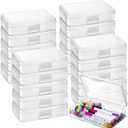 Zhehao 20 Pack 8''x5.5''x2'' Large Clear Pencil Boxes for School Bulk Plastic Pencil Case with Lid Stackable Crayon Storage Box Organizer for Kids School Supplies Classroom Stationery(White)
