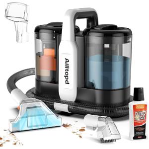 Portable Carpet & Upholstery Spot Cleaner, 15Kpa Powerful Suction & Spot Remover, Deep Stain Cleaning for Carpet, Car Seats, Pets, Stairs, Couches, with Dual Size BrushHead (White)