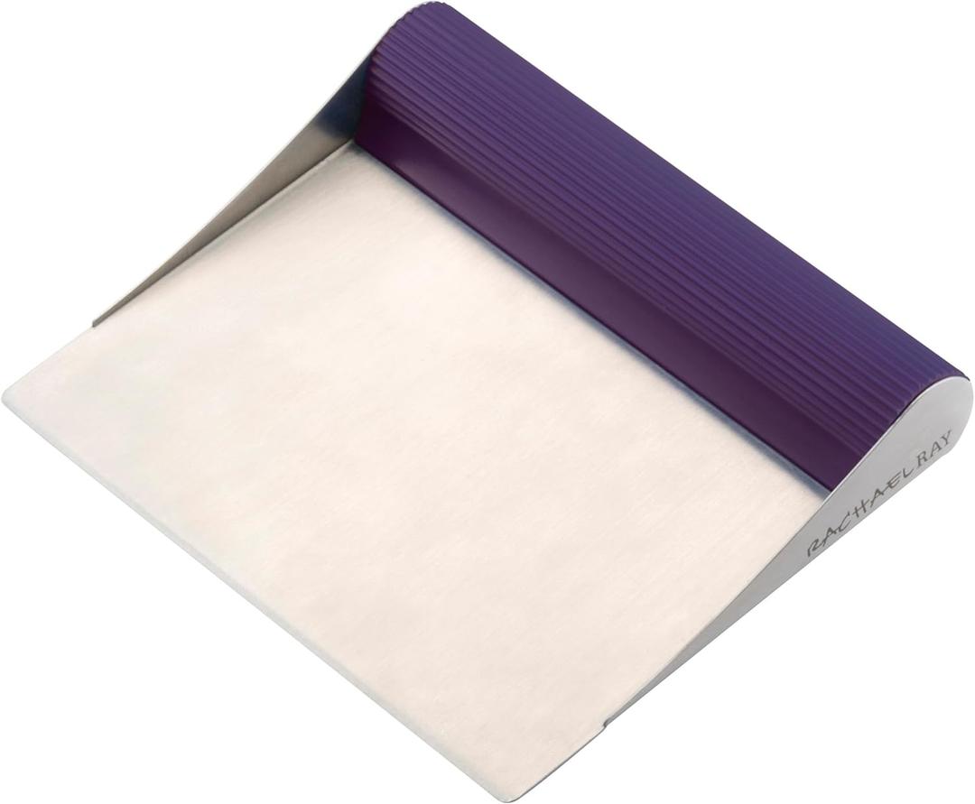 Rachael Ray Tools and Gadgets Stainless Steel Pastry Scraper / Bench Scrape / Kitchen Tool for Baking and Cooking / Dishwasher Safe, Purple (Pack of 1)