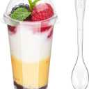 Zezzxu 3 oz Mini Dessert Cups with Lids and Spoons, 50 Pack Clear Plastic Dessert Shooter Cups Small Shot Glasses for Appetizers Parfaits Puddings Mousse