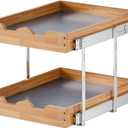 OCG 2 Tier Pull Out Cabinet Organizer (20"W x 21"D), Heavy-Duty Slide out Wood Drawer Shelf, Pull Out Drawer for Cabinets, Base Cabinet Organization for Kitchen, Pantry, Bathroom