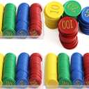 Bulk Plastic Poker Chips Set with Numbers,Denomination Printed Casino Style Chip for Texas Home Game Holdem Poker Nights,Blackjack or Roulette Games,Casino Parties (480 pcs)