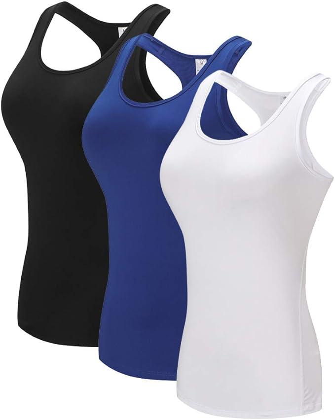 TAISIM Women's Racerback Athletic Workout Running Yoga Tank Tops, 2 Pack, Large